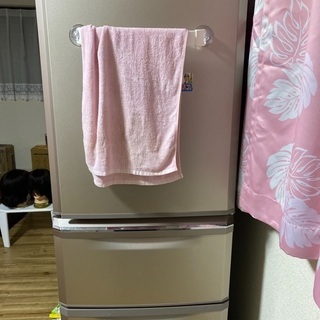 三菱　自動製氷機付き3ドア冷蔵庫　シャンパンピンク