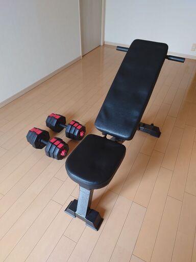 【値下げ】トレーニングベンチ＋ダンベル(10kg×2)
