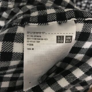 UNIQLO メンズ白黒チェックシャツ Lサイズの画像