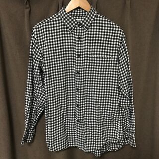 UNIQLO メンズ白黒チェックシャツ Lサイズ