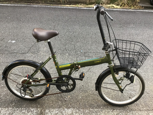 中古　折り畳み自転車　カーキ色　20インチ