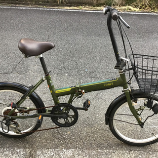 中古 折り畳み自転車 カーキ色 20インチ