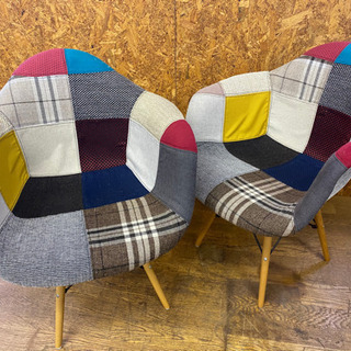 1118-6  オシャレチェア　パッチワーク風　インテリア