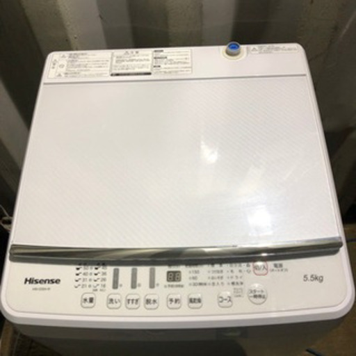 【重】1013-106 ハイセンス洗濯機　HW-G55A-W 2019年製　5.5kg②