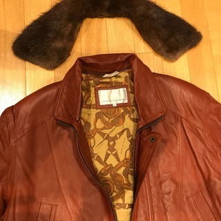 紳士用レザージャケット/ハーフコート　本革（ミンクの襟付き）　Schillaci Leather イタリア製本革　サイズL (30000円→20000円）の画像