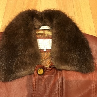 紳士用レザージャケット/ハーフコート　本革（ミンクの襟付き）　Schillaci Leather イタリア製本革　サイズL (30000円→20000円）の画像