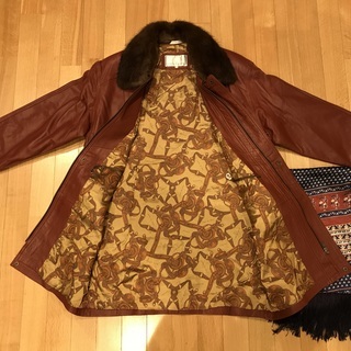 紳士用レザージャケット/ハーフコート　本革（ミンクの襟付き）　Schillaci Leather イタリア製本革　サイズL (30000円→20000円）の画像