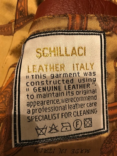 紳士用レザージャケット/ハーフコート　本革（ミンクの襟付き）　Schillaci Leather イタリア製本革　サイズL (3000
