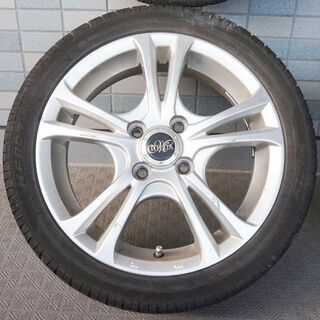 MILUAのアルミホイールとラジアルタイヤ 4本セット 15インチ 5J PCD100 4穴 タイヤ165-50R15 です。の画像