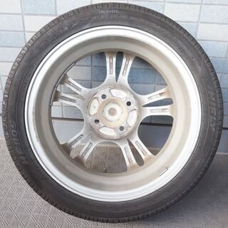 MILUAのアルミホイールとラジアルタイヤ 4本セット 15インチ 5J PCD100 4穴 タイヤ165-50R15 です。の画像
