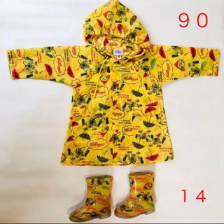 ブーブーウーのレインコート90サイズ＆長靴14cmセット