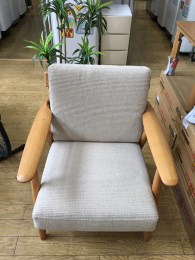 展示品あがり! ナガノインテリア 1人掛けソファ REAL 北欧Style LC030-1P 極美品 天然木 日本製