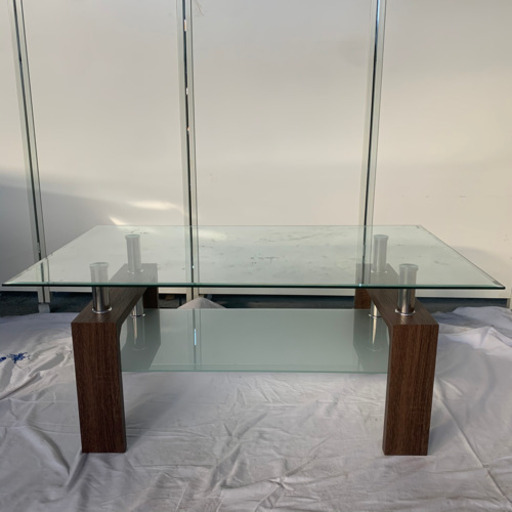 コーヒーテーブル　ガラスローテーブル　TENPERED GLASS