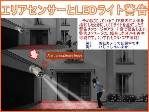最新AI顔認識マイク付防犯カメラ　200万画素セット