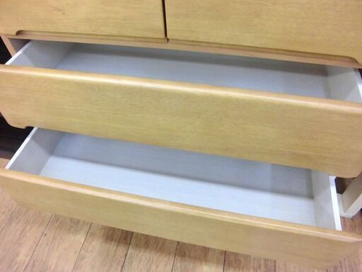 美品! 木製 6段チェスト 90×43×134cm 小引き出し付き ライトブラウン タンス 衣類収納 ハイチェスト ６段 六段 大きめ