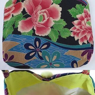中古美品　ポリエステル　縮緬　バッグ　和装バッグ (348rj)の画像