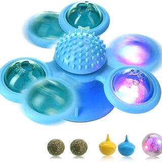 猫おもちゃ 風車型 回転式 猫じゃらし 猫ボール 光る 運動不足...