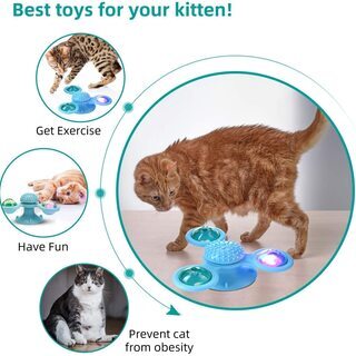 猫おもちゃ 風車型 回転式 猫じゃらし 猫ボール 光る 運動不足・ストレス解消の画像