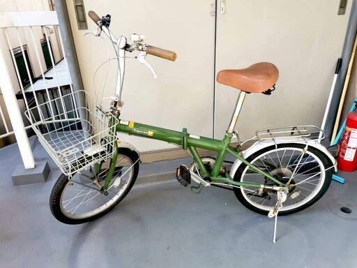 20インチ折りたたみ自転車 6段変速ギア カゴ付 荷台付