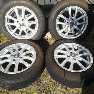 【お取引終了】15インチ アルミ5.5J +42 4穴 PCD100 YOKOHAMA GRASS DE、スタッドレスタイヤセット