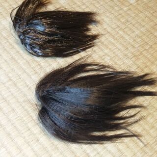 【中古】部分ウイッグ　ヘアゴムタイプ　茶色　2個セット