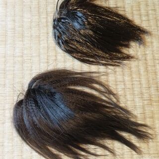 【中古】部分ウイッグ　ヘアゴムタイプ　茶色　2個セットの画像