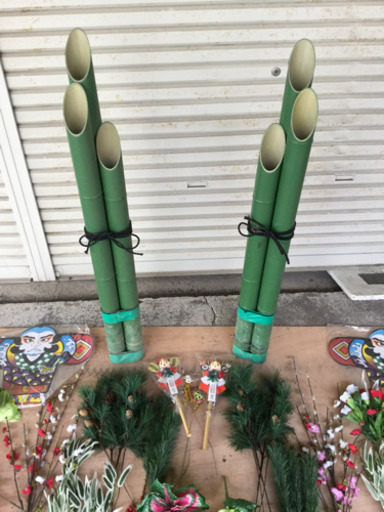 門松1対分用　人工竹＆造花＆飾り等セット