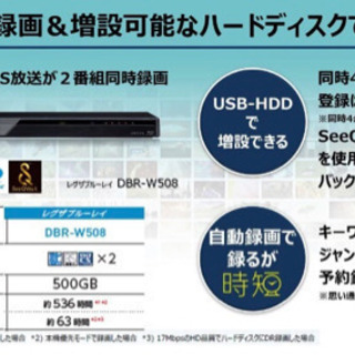 やり取り中】東芝 2018年製 REGZA 500GB 2チューナー HDD&ブルーレイ