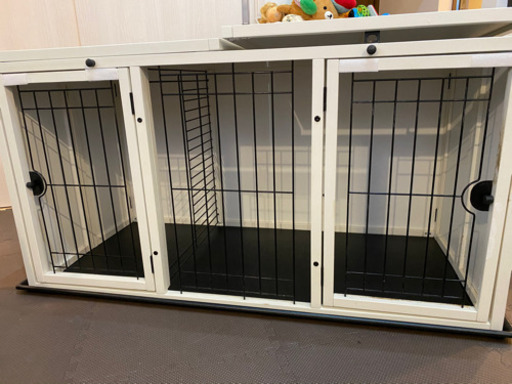 トイレルーム付 おやすみケージ(ゲージ) 屋根付き LLホワイト