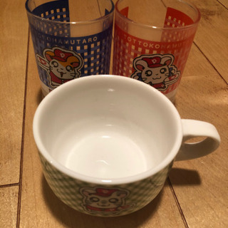 【処分済】【値下げ】【未使用】とっとこハム太郎　グラス2個とスー...