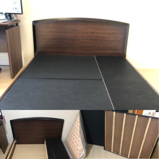 大塚家具　ダブルベッド　天然木ヘッド　品質良いマットレス