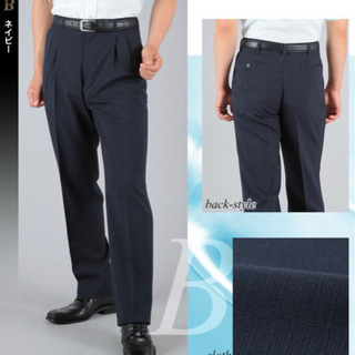 吸水速乾ビジネススラックス　グレー、ネイビー二本セットの画像