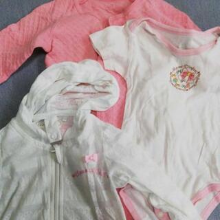 女の子80ロンパース長袖半袖　薄手ジャケットの画像