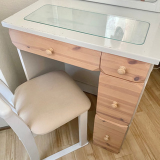 木製 化粧台 ドレッサー ホワイト ナチュラル ランプ付き ミラー 鏡の画像