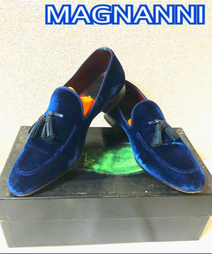 MAGNANNI マグナーニ　ベルベット　ロイヤルブルー　ドレス　ビジネス　パーティー　カジュアル　ネイビー 紺