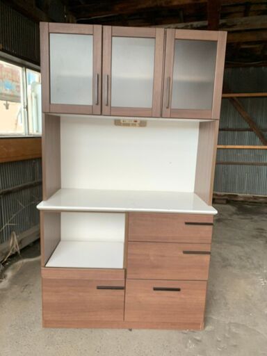 【良品】大型食器棚 ニトリ ブラウン オシャレ ガラス戸棚 配送OK 引取OK 格安 早いもの勝ち