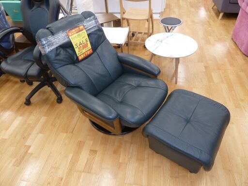 値下げしまた☆k72☆カリモク☆karimoku☆1Pオットマン付きソファ☆深緑色☆近隣配達、設置可能