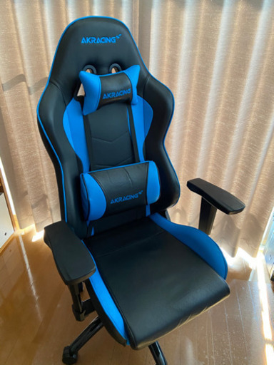★値下中★ 椅子 AKRacing ゲーミングチェア　ゲーム　パソコン　クッション　チェア　回転　リクライニング　イス　ブルー　黒