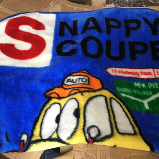 中古　小さめ毛布　子供用　青　車柄