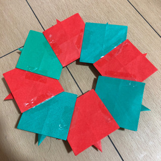 クリスマス リース 折り紙の画像