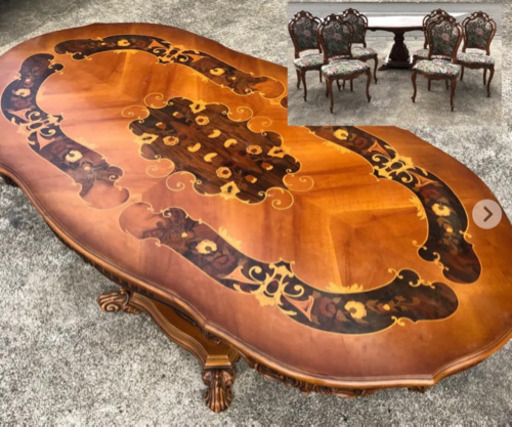 【商談中】アンティーク調 食卓テーブルセット 特大