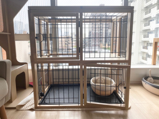 ナチュラルワン 猫用ケージ 2段 木製 ナチュラル キャットケージ