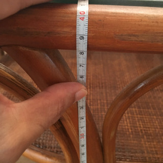 籐家具　ガラステーブル　(46×76×40)の画像