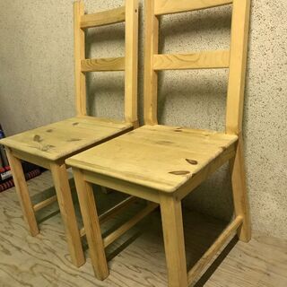 IKEA イケア IVAR イーヴァル ダイニングチェア 2脚セット 椅子 パイン無垢材の画像
