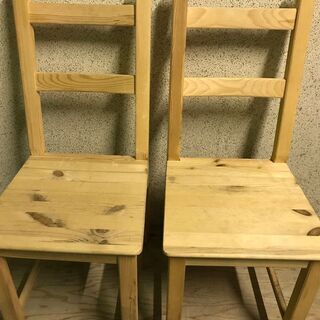 IKEA イケア IVAR イーヴァル ダイニングチェア 2脚セット 椅子 パイン無垢材の画像