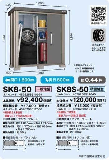 【新品】物置サンキンSK8-50ギングロ