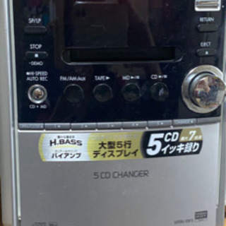パナソニックのCDチェンジャー(5枚)つきCD.MDコンポ スピ...
