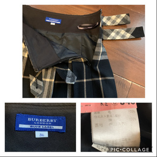 BURBERRY LONDON BLUE LABEL ミニスカート 36 白×黒の画像