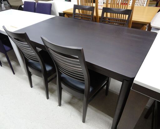 ダイニングテーブル 5点セット DBR テーブル／チェア×4【ユーズドユーズ名古屋天白店】 J428