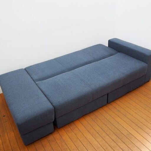 【良品】使用半年 布張りソファベッド(タキノウ3 GY) 幅193×奥行101×高さ77cm (HA64)